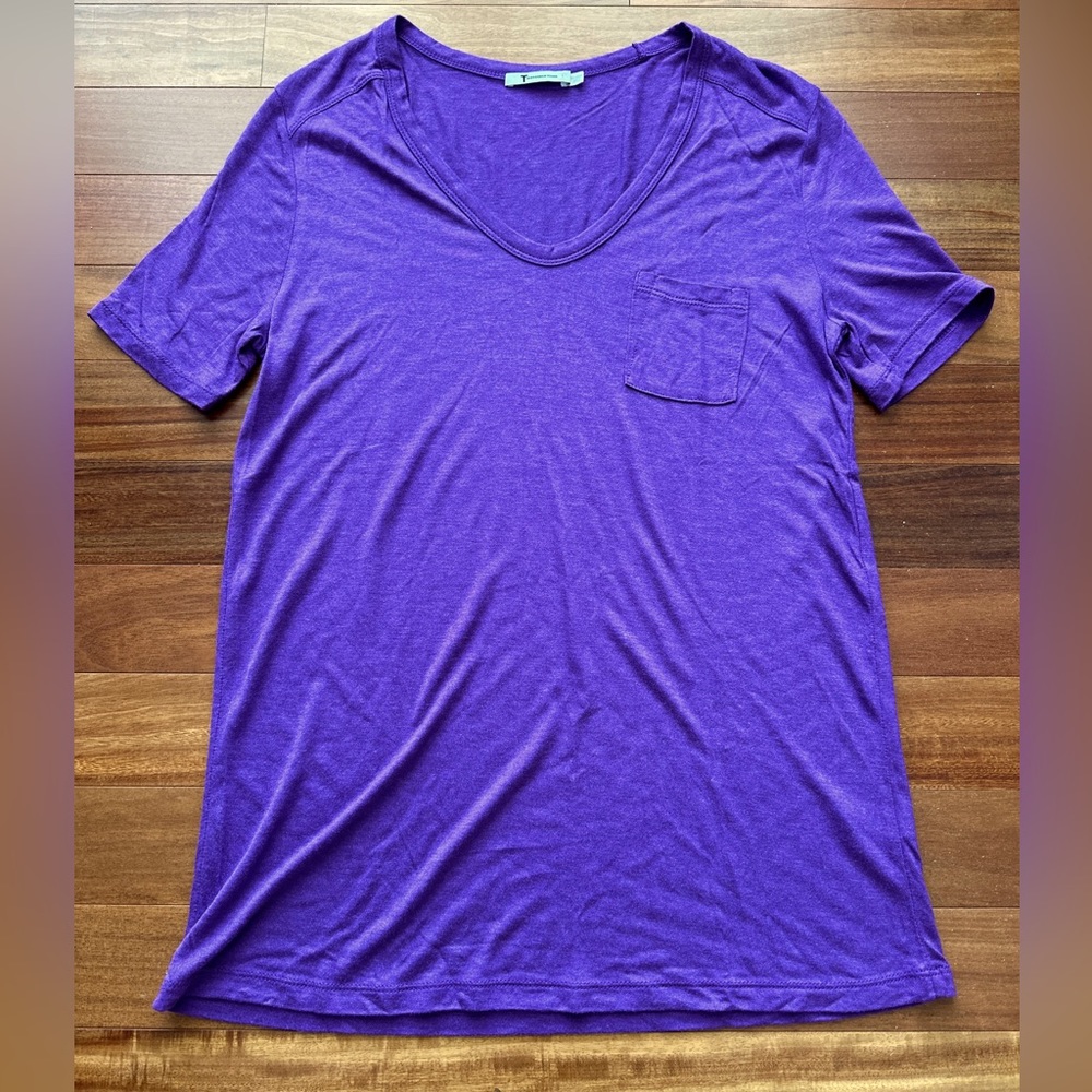 T Alexander Wang purple V-Neck Pocket T-Shirt Women's Size M 100% Rayon new!